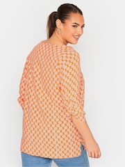 Yours Curve Orange Tab Sleeve Blouse - Image 2 of 4