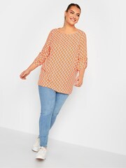Yours Curve Orange Tab Sleeve Blouse - Image 3 of 4