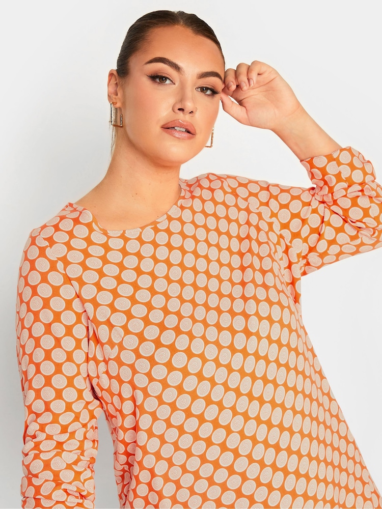 Yours Curve Orange Tab Sleeve Blouse - Image 4 of 4