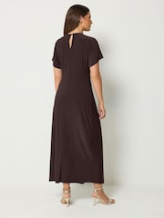 Қоңыр - Long Tall Sally түйінмен безендірілген миди көйлек - 6суретінің 3 суреті