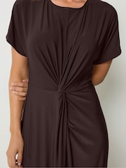 Қоңыр - Long Tall Sally түйінмен безендірілген миди көйлек - 6суретінің 4 суреті