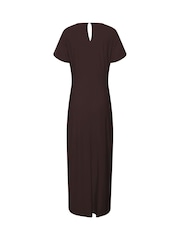 Қоңыр - Long Tall Sally түйінмен безендірілген миди көйлек - 6суретінің 6 суреті