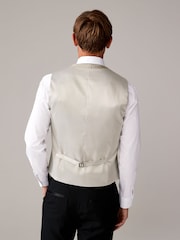 Champagne Gold Jacquard Leaf Regular Fit Waistcoat - Image 3 of 8