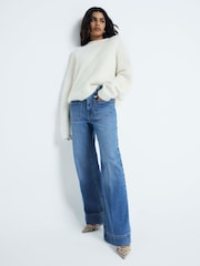 River Island Blue Light High Rise Pocket Front  Wide Leg Jeans - Image 1 of 6