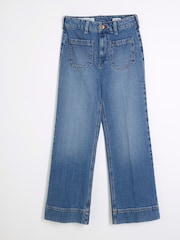 River Island Blue Light High Rise Pocket Front  Wide Leg Jeans - Image 5 of 6