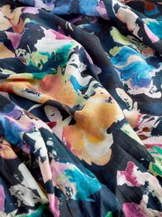 Navy Blue Floral Textured Volume Summer Maxi Dress - Image 10 of 10