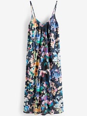 Navy Blue Floral Textured Volume Summer Maxi Dress - Image 9 of 10
