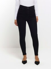 River Island Black Petite High Rise Bum Sculpt Skinny 100% Cotton Jeans - Image 1 of 7