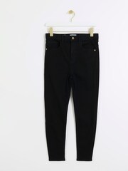 River Island Black Petite High Rise Bum Sculpt Skinny 100% Cotton Jeans - Image 5 of 7