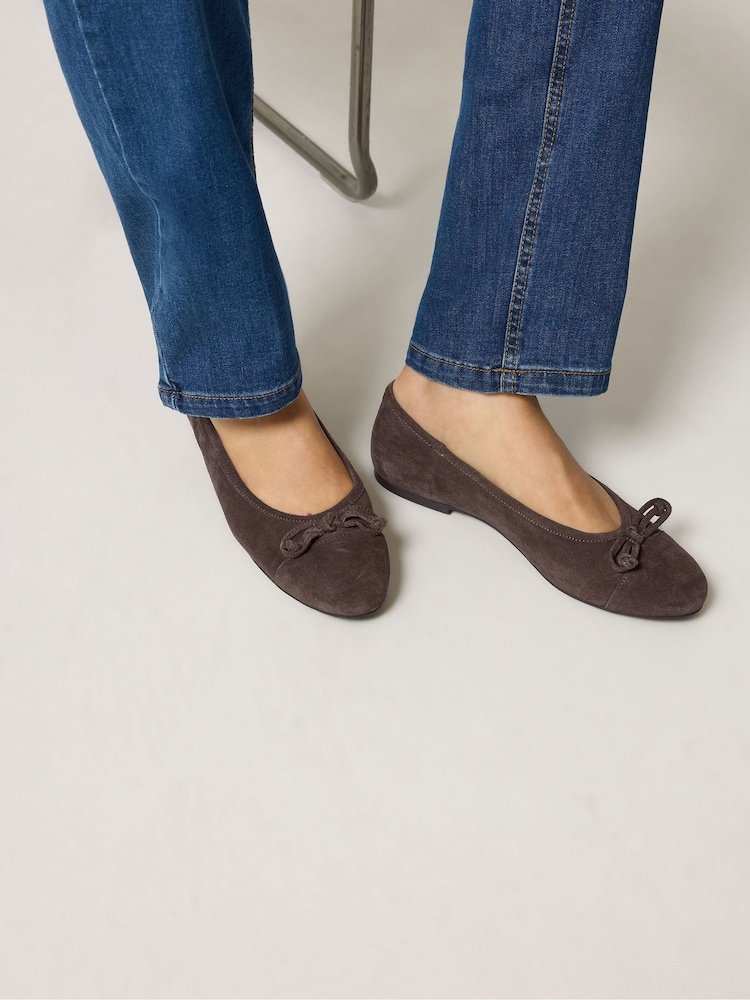 Long Tall Sally Brown Suede Ballerina Pumps - Image 1 of 5