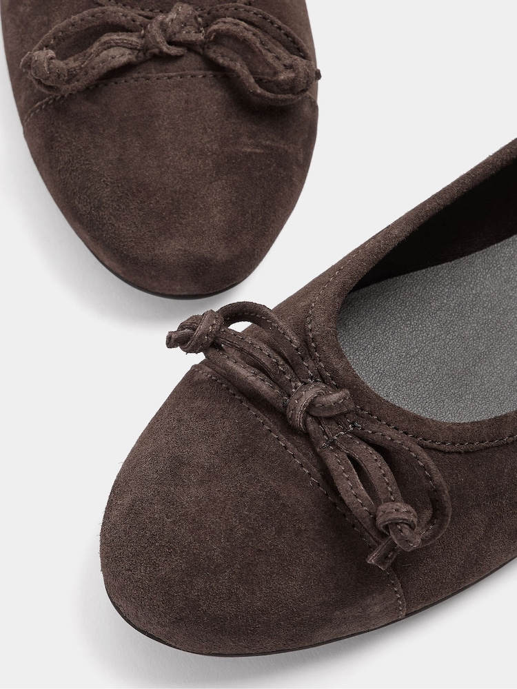 Long Tall Sally Brown Suede Ballerina Pumps - Image 5 of 5