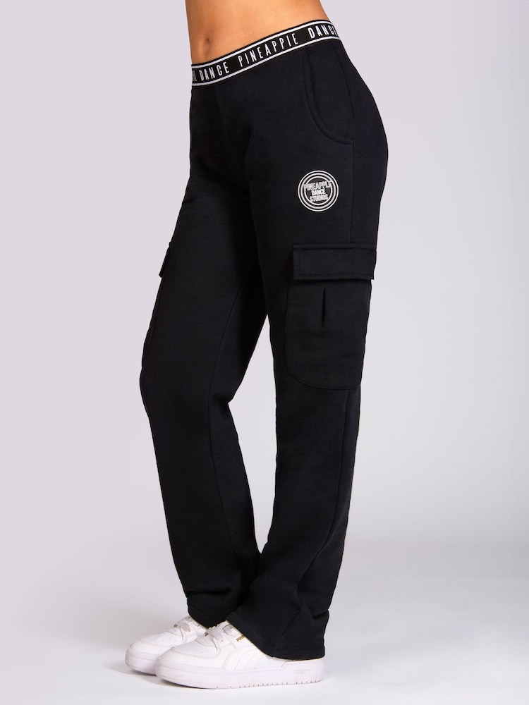 Pineapple Black Wide Leg Girls Cargo Joggers - Image 1 of 6