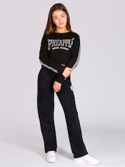 Pineapple Black Wide Leg Girls Cargo Joggers - Image 2 of 6
