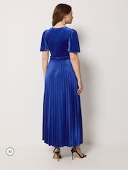 Blå - M&Co Velvet Twist Front Pleated Dress - Bild 3 av 6