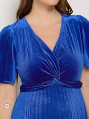 Blå - M&Co Velvet Twist Front Pleated Dress - Bild 4 av 6