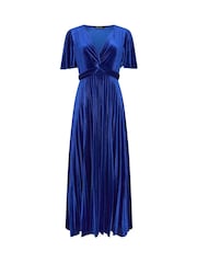 Blå - M&Co Velvet Twist Front Pleated Dress - Bild 5 av 6