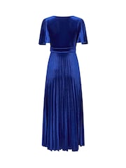 Blå - M&Co Velvet Twist Front Pleated Dress - Bild 6 av 6