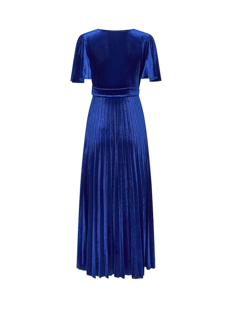 Blå - M&Co Velvet Twist Front Pleated Dress - Bild 6 av 6