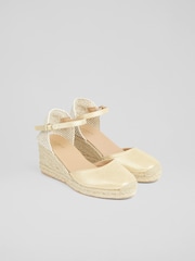 LK Bennett Gold Marissa Leather Ankle Strap Espadrilles - Image 2 of 4