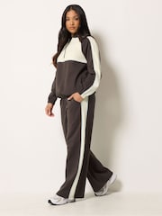 PixieGirl Petite Brown Colour Block Quarter Zip Sweatshirt - Image 2 of 6