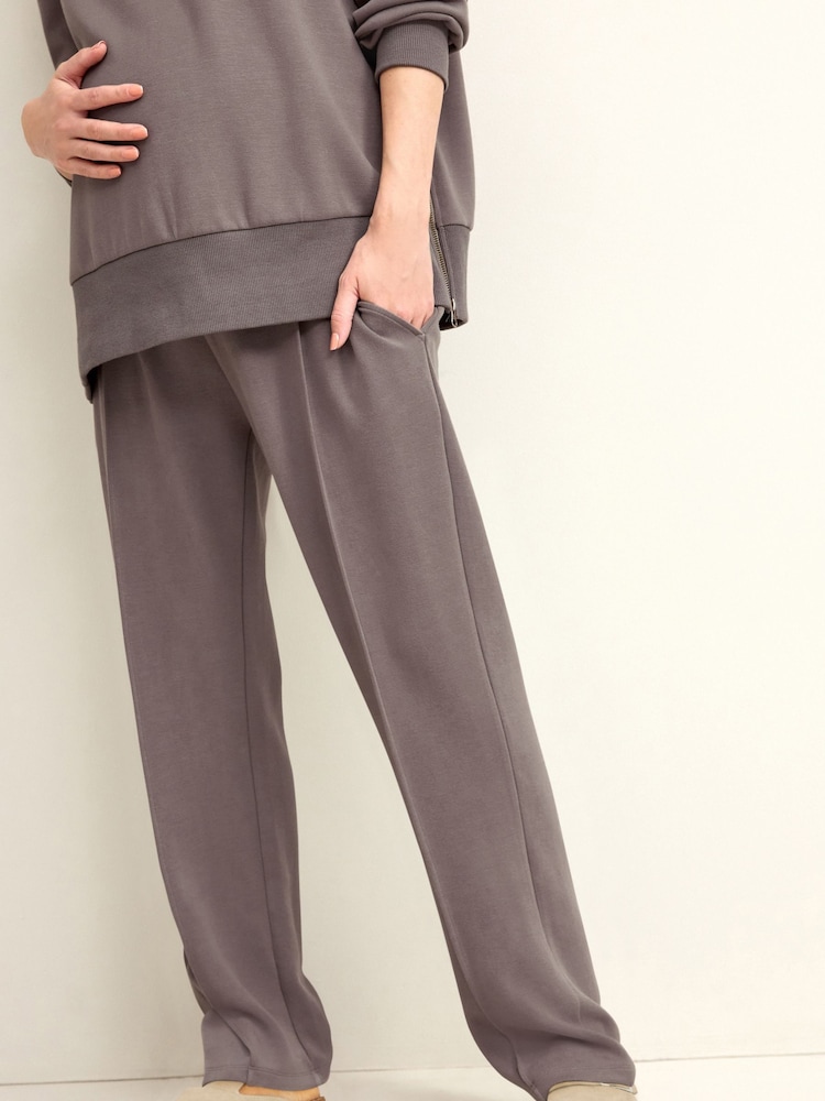 Mocha Brown Maternity Co-ord Wide Leg Jogging Bottoms - Image 2 of 4