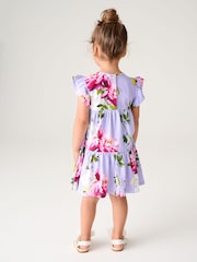 Baker by Ted Baker Purple Floral Jersey 100% Cotton Dress - Image 2 of 10