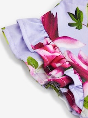 Baker by Ted Baker Purple Floral Jersey 100% Cotton Dress - Image 9 of 10