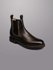 Charles Tyrwhitt Brown Grain Leather Rubber Sole Chelsea Boots - Image 2 of 4