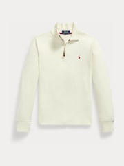 Polo Ralph Lauren White Logo Quarter Zip Jersey Sweatshirt - Image 1 of 2