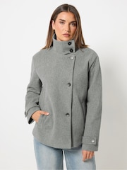 Long Tall Sally Grey Cosy Funnel Neck Jacket - Image 1 of 7