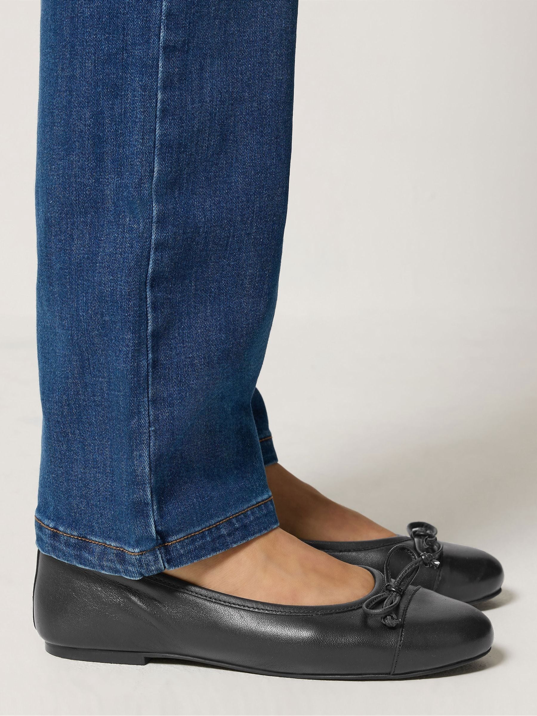 Long Tall Sally Women's Black Leather Ballerina Pumps In Standard Fit Shoe In | : Size 9 - Image 2