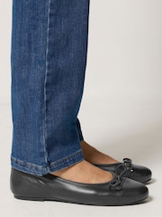 Long Tall Sally Black Leather Ballerina Pumps - Image 1 of 6