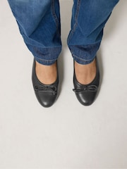 Long Tall Sally Black Leather Ballerina Pumps - Image 2 of 6