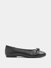 Long Tall Sally Black Leather Ballerina Pumps - Image 3 of 6