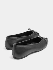 Long Tall Sally Black Leather Ballerina Pumps - Image 4 of 6