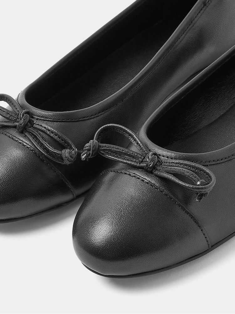 Long Tall Sally Black Leather Ballerina Pumps - Image 6 of 6