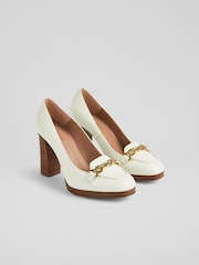 LK Bennett Natural Attley Grainy Leather Platform Loafers - Image 2 of 4