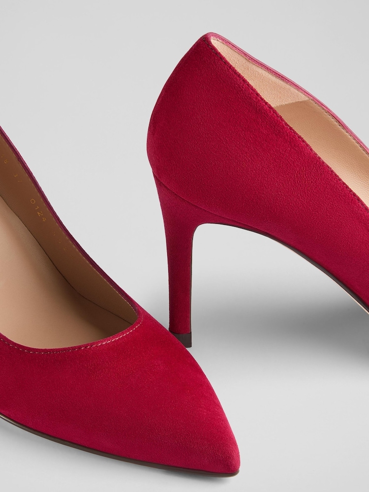 LK Bennett Pink Floret Bright Suede Pointed Toe Courts - Image 3 of 3 LK Bennett Pink Floret Bright Suede Pointed Toe Courts - Image 3 of 3