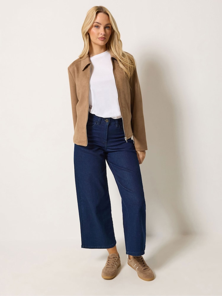 M&Co Brown Faux Suede Bomber Jacket - Image 2 of 6 M&Co Brown Faux Suede Bomber Jacket - Image 2 of 6