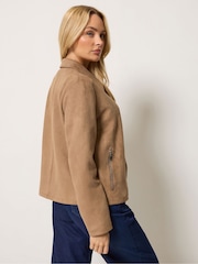 M&Co Brown Faux Suede Bomber Jacket - Image 3 of 6