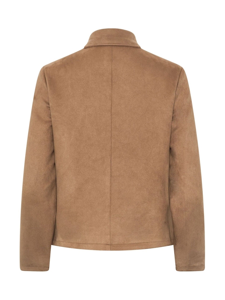 M&Co Brown Faux Suede Bomber Jacket - Image 6 of 6 M&Co Brown Faux Suede Bomber Jacket - Image 6 of 6