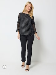M&Co Metallic Dobby Ruffle Sleeve Blouse - Bild 2 av 6