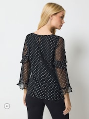 M&Co Metallic Dobby Ruffle Sleeve Blouse - Bild 3 av 6