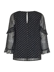 M&Co Metallic Dobby Ruffle Sleeve Blouse - Bild 6 av 6