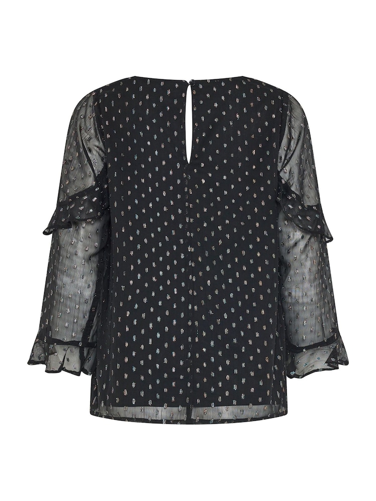 M&Co Metallic Dobby Ruffle Sleeve Blouse - Bild 6 av 6
