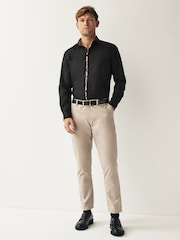 Black Slim Fit Trimmed Formal Shirt - Image 2 of 10