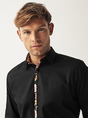 Black Slim Fit Trimmed Formal Shirt - Image 4 of 10