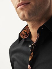 Black Slim Fit Trimmed Formal Shirt - Image 5 of 10