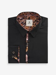 Black Slim Fit Trimmed Formal Shirt - Image 7 of 10