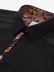 Black Slim Fit Trimmed Formal Shirt - Image 9 of 10